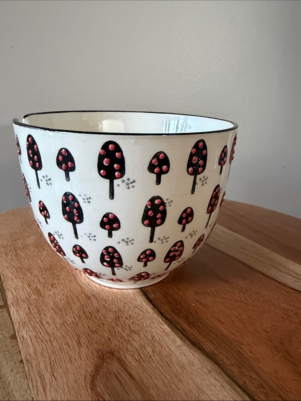 Earth Bound Yarn Bowl. Mushroom with raised dots EUC